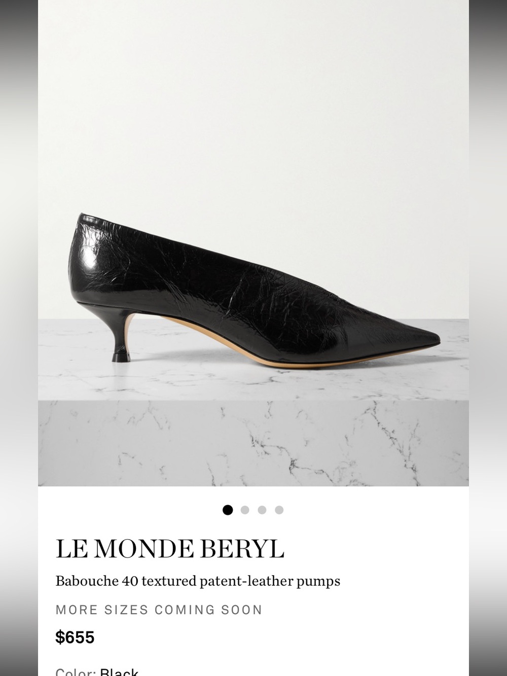 EUC Le Monde Beryl Babouche Kitten Heel Naplack leather black 39